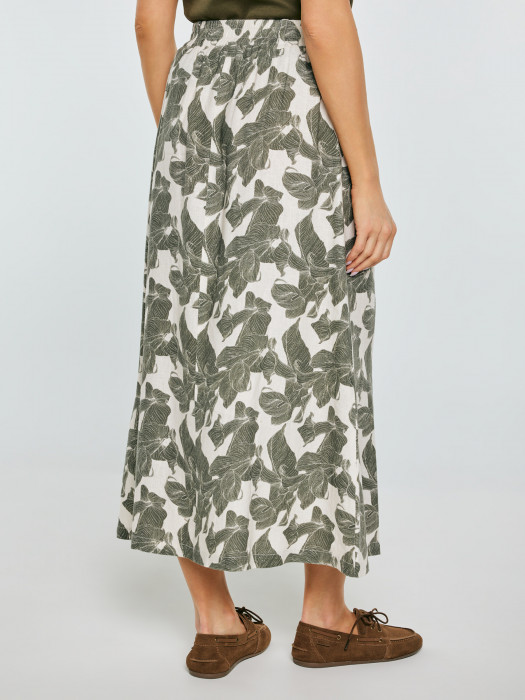 Biela midi sukňa so vzorom ROLIANA 000